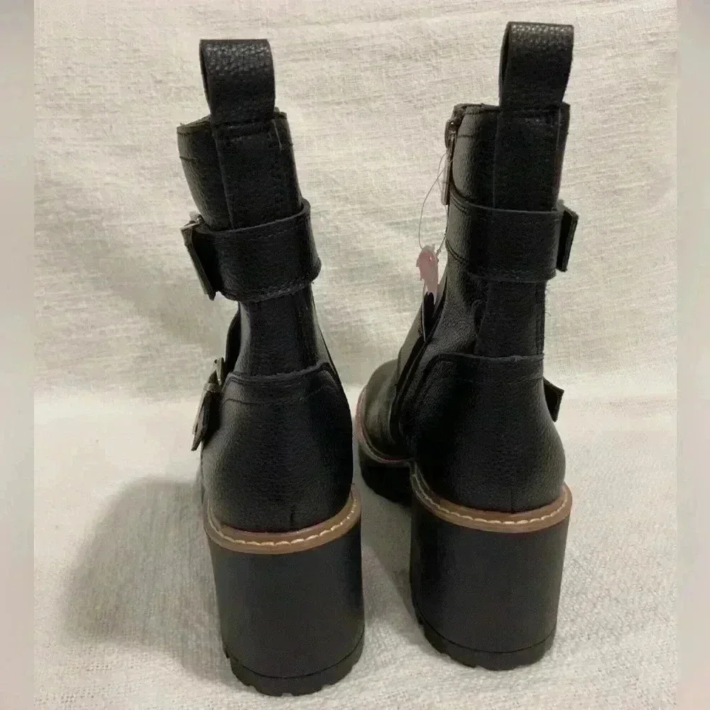 Blondo Waterproof 'Reno' Black Leather Combat Boots New